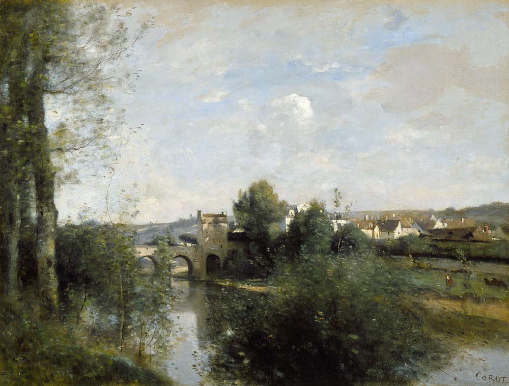 Seine and Old Bridge at Limay od Jean-Babtiste-Camille Corot