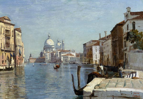 Venice - View of Campo della Carita looking towards the Dome of the Salute od Jean-Babtiste-Camille Corot