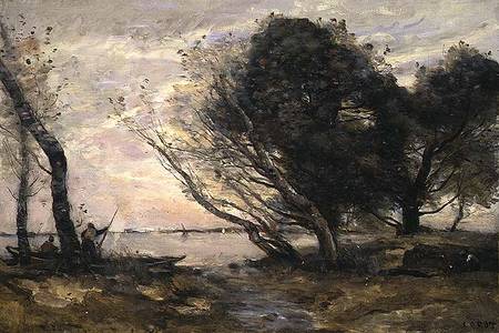 The Banks of the Lake after the Flood od Jean-Babtiste-Camille Corot