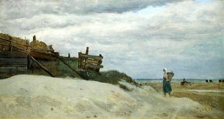 The Beach at Dunkirk od Jean-Babtiste-Camille Corot