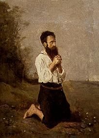 Praying smallholder od Jean-Babtiste-Camille Corot