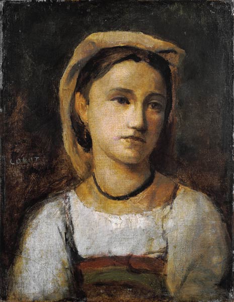Portrait of an Italian girl. od Jean-Babtiste-Camille Corot