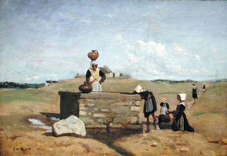 Breton Women at the Well near Batz od Jean-Babtiste-Camille Corot
