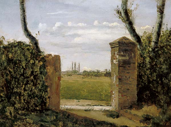 C.Corot / Gate to a Farm / Paint./ C19 od Jean-Babtiste-Camille Corot