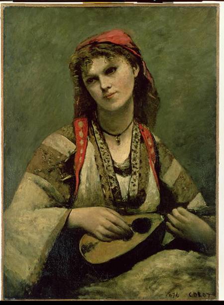Christine Nilson (1843-1921) or The Bohemian with a Mandolin od Jean-Babtiste-Camille Corot