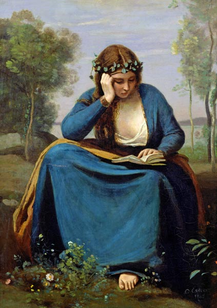 The Reader Crowned with Flowers, or Virgil's Muse od Jean-Babtiste-Camille Corot