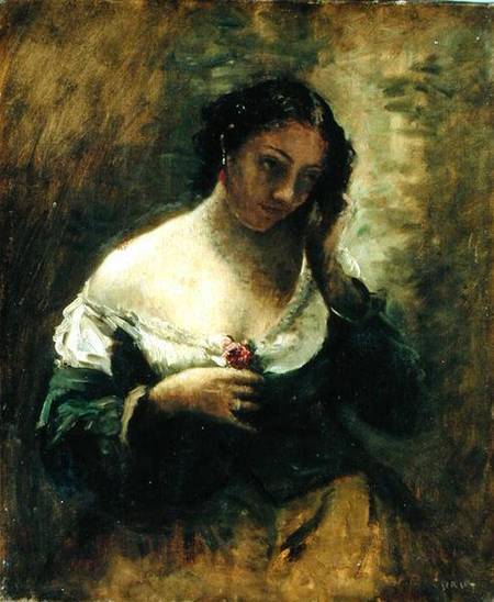 The Girl With The Rose od Jean-Babtiste-Camille Corot