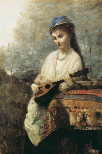 Girl with mandolin od Jean-Babtiste-Camille Corot