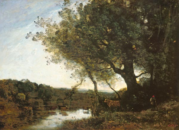 Herd in the Ford od Jean-Babtiste-Camille Corot