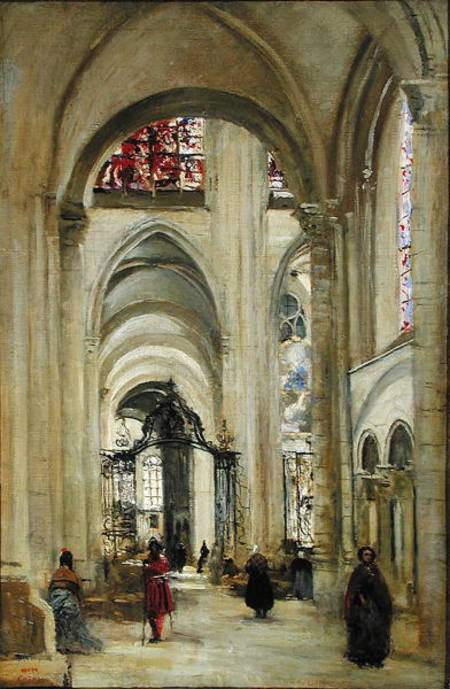 Interior of the Cathedral of St. Etienne, Sens od Jean-Babtiste-Camille Corot