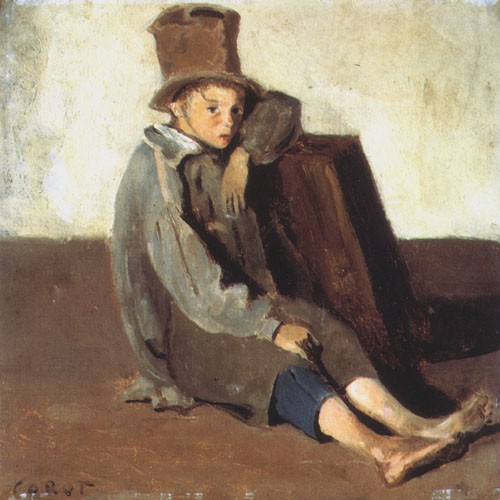 Child with a big hat od Jean-Babtiste-Camille Corot