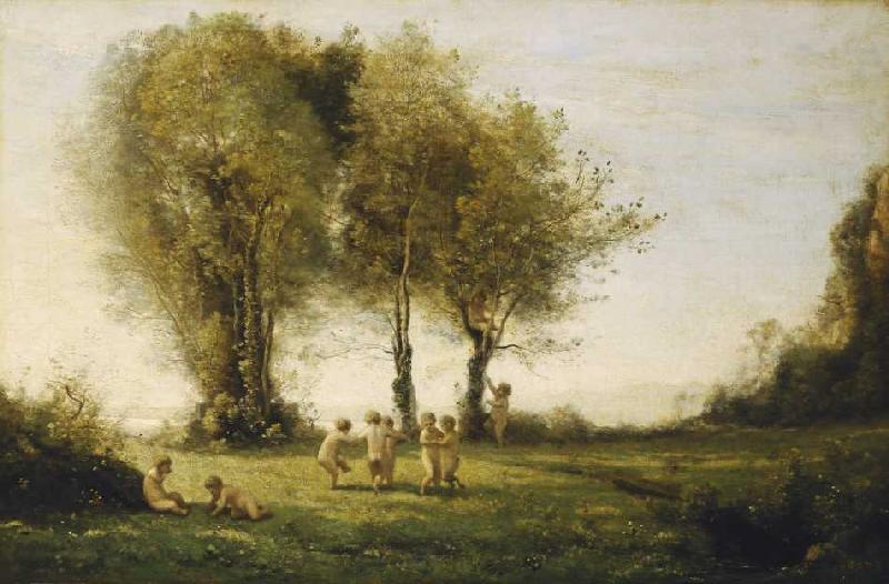 Liebesreigen, Sonnenaufgang od Jean-Babtiste-Camille Corot
