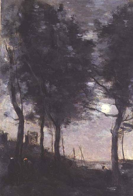 Moonlight by the sea od Jean-Babtiste-Camille Corot