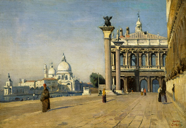 Morgens auf dem Markus-Platz in Venedig. od Jean-Babtiste-Camille Corot