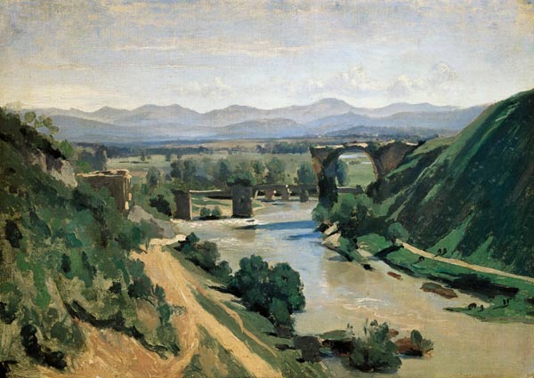 Bridge of Narni, Augustusbrücke about the Nera od Jean-Babtiste-Camille Corot