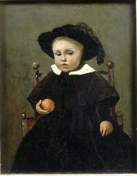 The Painter Adolphe Desbrochers (1841-1902) as a Child, Holding an Orange od Jean-Babtiste-Camille Corot