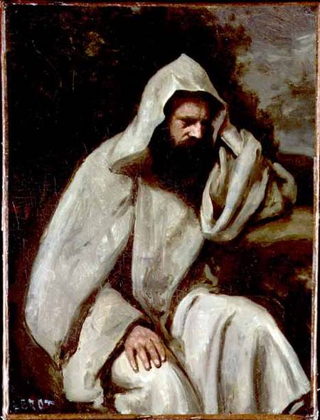 Portrait of a Monk od Jean-Babtiste-Camille Corot