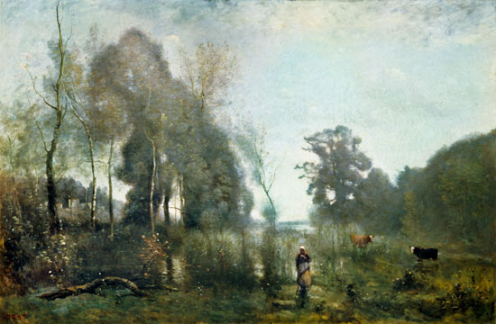 The pond at Ville d'Avray od Jean-Babtiste-Camille Corot