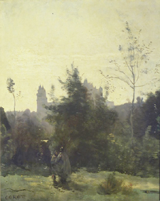 Das Schloss Pierrefonds od Jean-Babtiste-Camille Corot