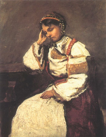 The dreaming gipsy od Jean-Babtiste-Camille Corot