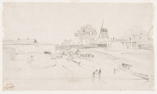 Windmill at Dunkirk od Jean-Babtiste-Camille Corot