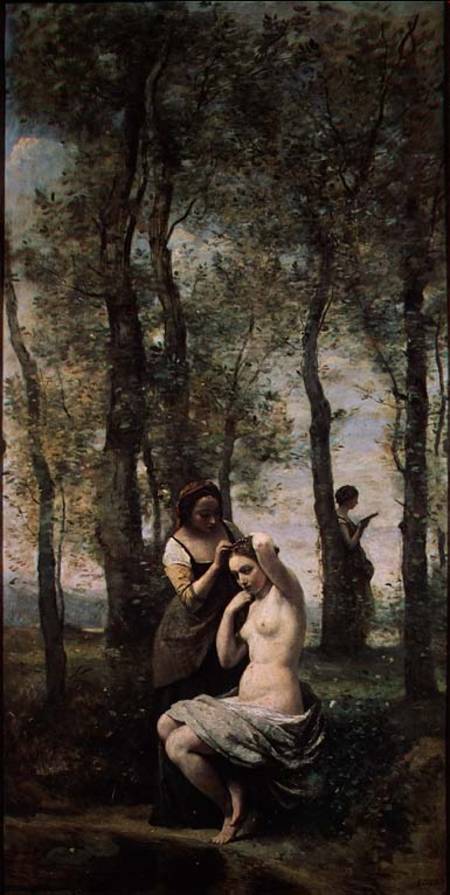 Young woman at her toilet od Jean-Babtiste-Camille Corot
