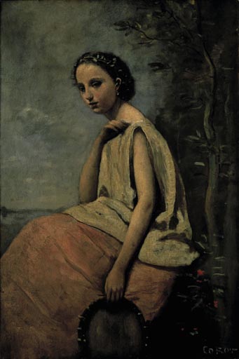 Zingara au tambour de basque (Zigeunerin mit Tambourin) od Jean-Babtiste-Camille Corot