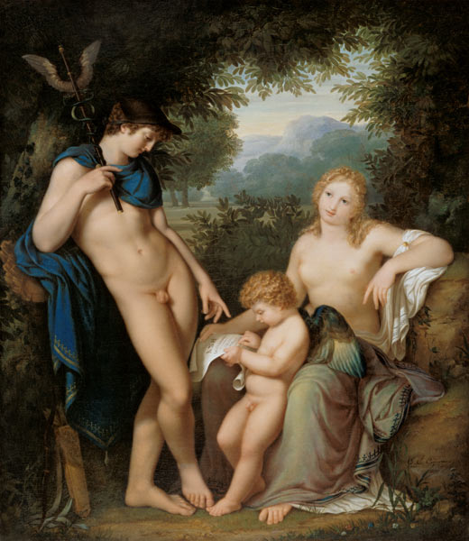 The lesson Amors by Venus and Mercury od Jean-Baptist-Claude Gagneraux