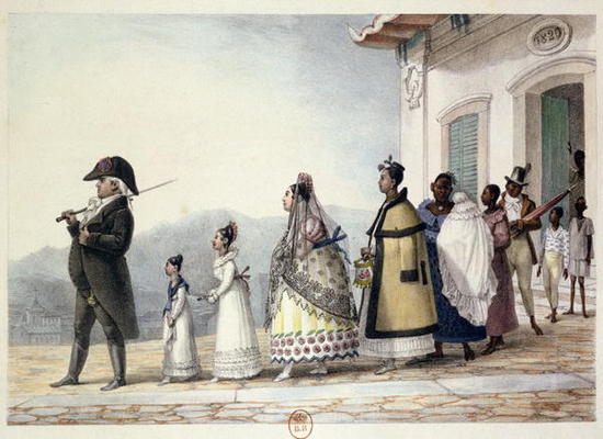 A Government Employee Leaving Home with his Family and Servants, from 'Voyage Pittoresque et Histori od Jean Baptiste Debret
