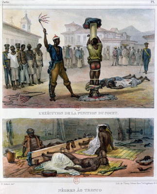 The Punishment of Slaves, illustration for 'Voyage Pittoresque et Historique au Bresil', 1839 (colou od Jean Baptiste Debret