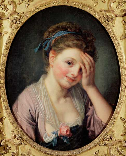 Young Girl with a Rose od Jean Baptiste Greuze