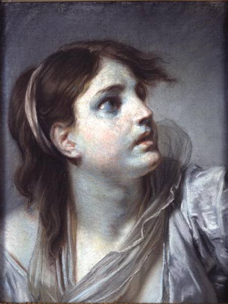 Head of a Young Girl od Jean Baptiste Greuze