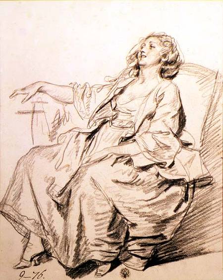 Young Woman Sitting in an Armchair od Jean Baptiste Greuze