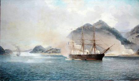 Naval Battle of the Strait of Shimonoseki, 20th July 1863 od Jean Baptiste Henri Durand-Brager