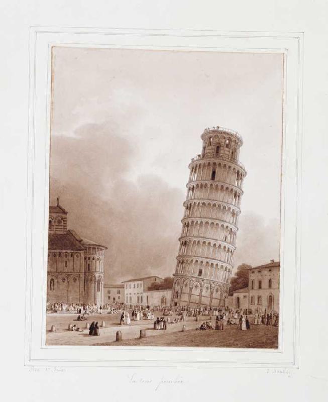 Der schiefe Turm von Pisa od Jean-Baptiste Isabey