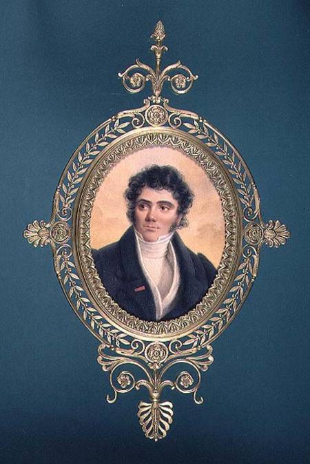 Portrait of a gentleman in a black coat with the Legion d'Honneur on the lapel (card) od Jean-Baptiste Isabey