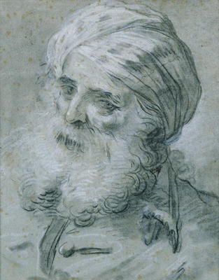 Portrait of an Old Man (chalk on paper) od Jean Baptiste Le Prince