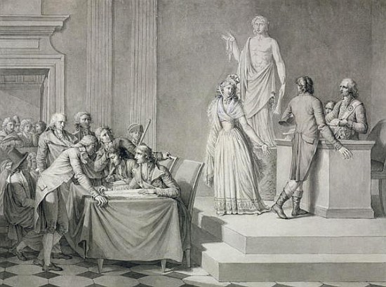Republican Divorce (pen & ink and grisaille on paper) od Jean Baptiste Mallet