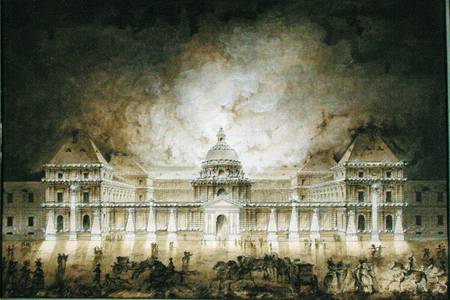 The Luxembourg Palace Illuminated for the Fete du Roi in 1780 (pen & ink and bistre on paper) od Jean Baptiste Marechal
