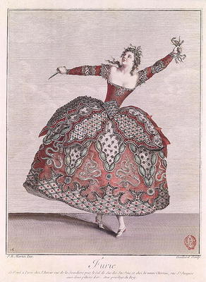 Costume design for a Fury in 'Hippolyte et Aricie' by Jean-Philippe Rameau (1683-1764) engraved by R od Jean-Baptiste Martin