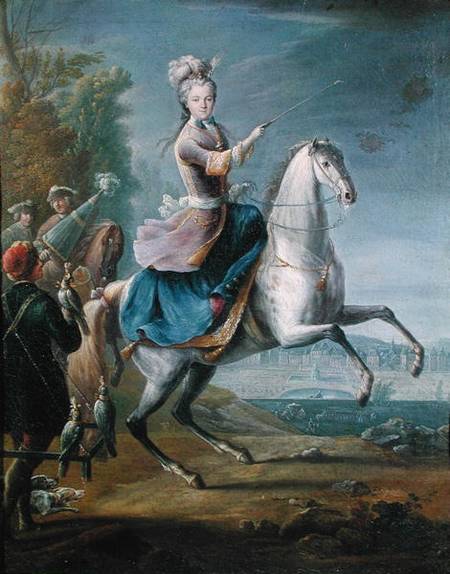 Equestrian Portrait of Maria Leszczynska (1703-68) od Jean-Baptiste Martin