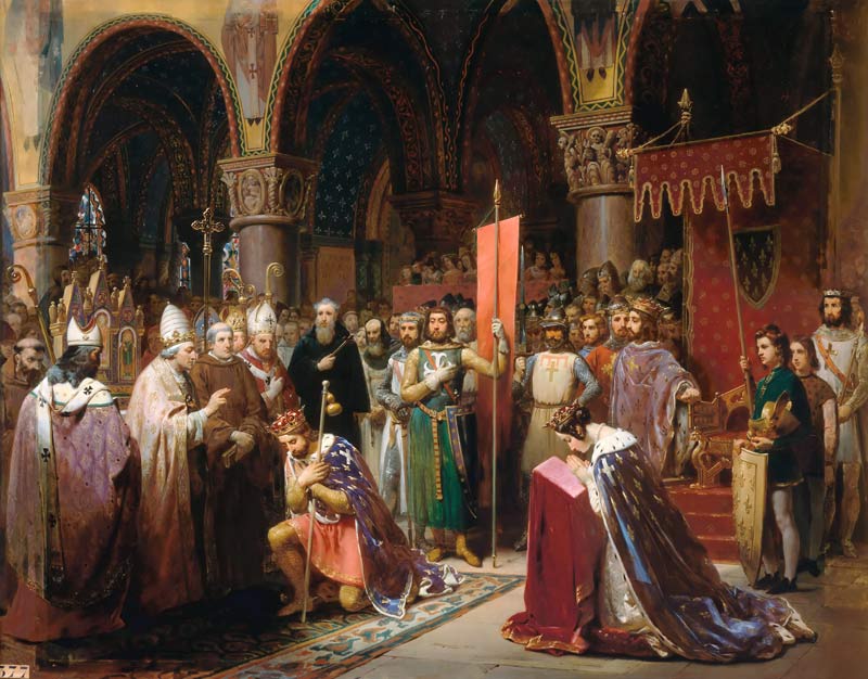 Louis VII (c.1120-1180) the Young, King of France Taking the Banner in St. Denis in 1147 od Jean Baptiste Mauzaisse