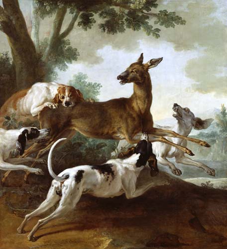 A Deer Chased by Dogs od Jean Baptiste Oudry