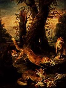Foxes with her spoils od Jean Baptiste Oudry