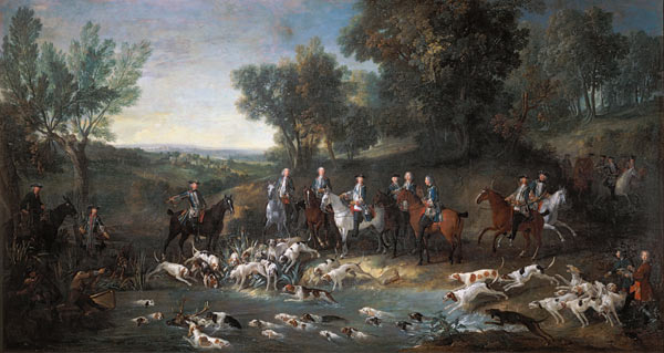 Louis XV (1710-1774) Stag Hunting in the Forest at Saint-Germain od Jean Baptiste Oudry