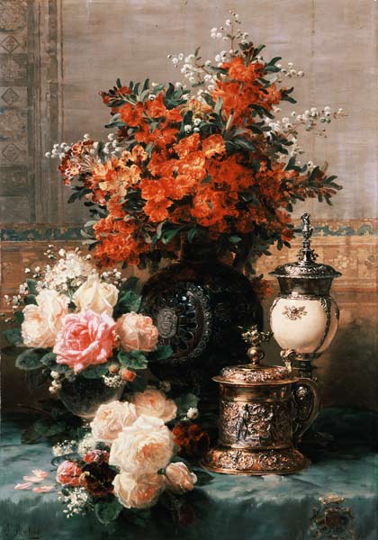 Stillleben mit Rosen und anderen Blumen od Jean Baptiste Robie