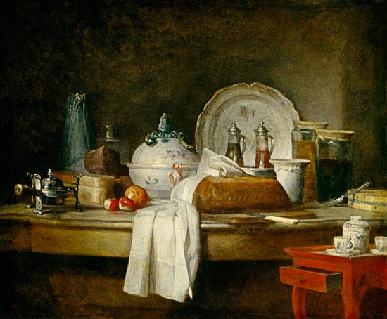 Quiet life with kitchens utensils od Jean-Baptiste Siméon Chardin