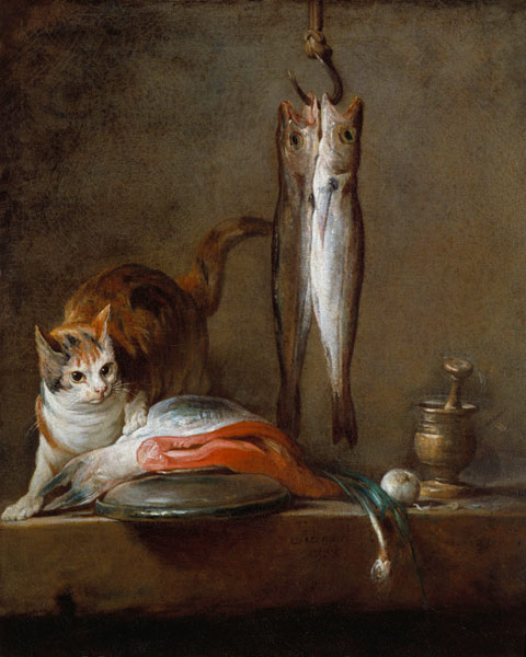 Still Life With Cat and Fish od Jean-Baptiste Siméon Chardin