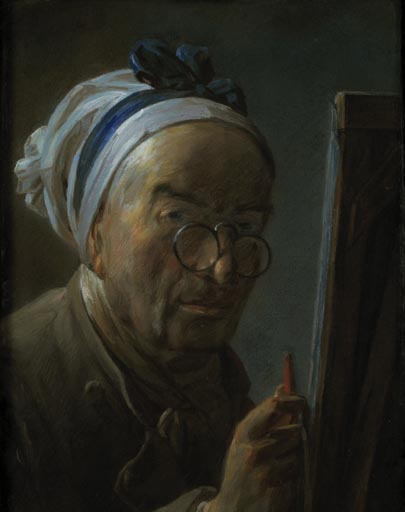 Autoportrait au chevalet (Selbstbildnis vor der Staffelei) od Jean-Baptiste Siméon Chardin