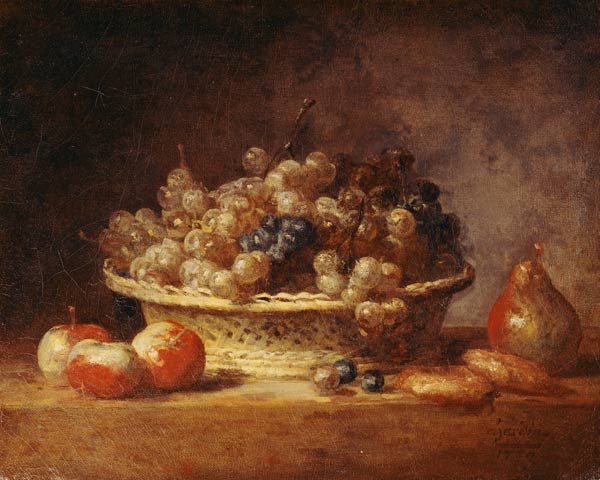 Chardin / Basket of grapes / Painting od Jean-Baptiste Siméon Chardin